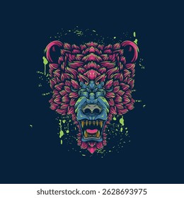 red bear face artwork illustration