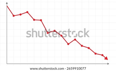 red bear market dropping business profit arrow analyzing chart in transparent background template