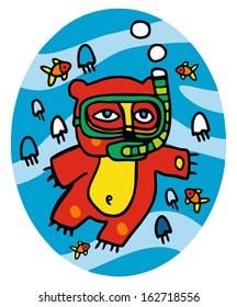 red bear and Sea