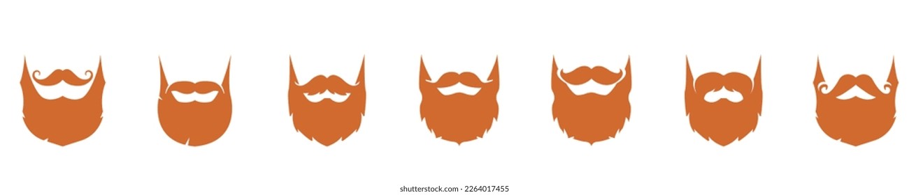 Red beard collection flat icons. St. patrick's day vector illustration