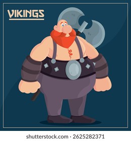 Vikingo de dibujos animados con barba roja. Ilustración vectorial