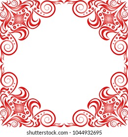 Red beautiful frame in classic style on a white background