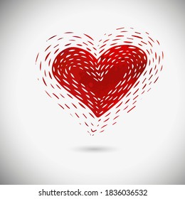 Red beautiful heart. Heart tattoo object. Valentine sign. Design element. Vector illustration.