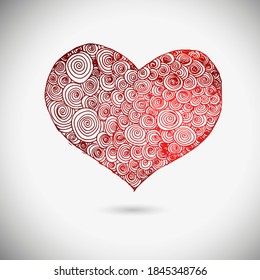 Red beautiful heart. Heart tattoo object. Valentine sign. Design element. Vector illustration.