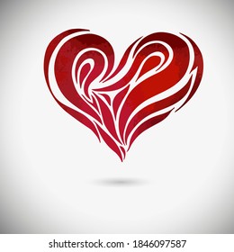 El corazón rojo hermoso. Objeto de tatuaje cardíaco. Signo de San Valentín. Elemento de diseño. Ilustración vectorial.