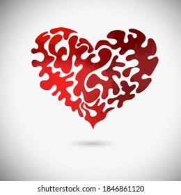 Red beautiful heart. Heart tattoo object. Valentine sign. Design element. Vector illustration.