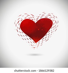 Red beautiful heart. Heart tattoo object. Valentine sign. Design element. Vector illustration.