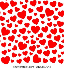 Red beautiful hearts seamless pattern. Vector illustration.