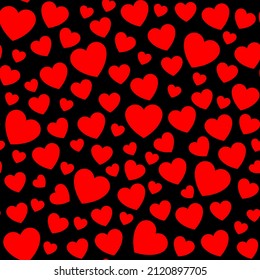 Red beautiful hearts seamless pattern. Vector illustration.