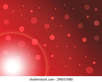 Red beautiful modern abstract background with shine glow ball with dots