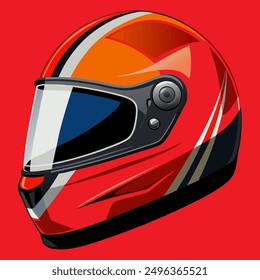 red beautiful motorcycle helmet or helmet for a motorist