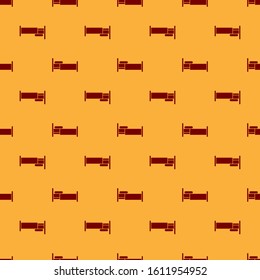 Red Bed icon isolated seamless pattern on brown background.  Vector Illustration