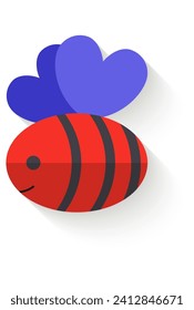 red bee with blue wings