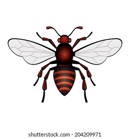 Red Bee Icon in White Background Vector illustration