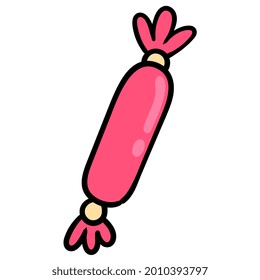 red beef sausage. cartoon emoticon. doodle icon drawing, vector illustration