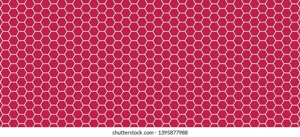 Red beehive background. Honeycomb, bees hive cells pattern. Bee honey shapes. Vector geometric seamless texture symbol. Hexagon, hexagonal raster, mosaic cell sign or icon. Gradation color.