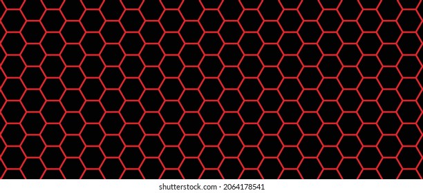 Red beehive background. Honeycomb, bees hive cells pattern. Bee honey shapes. Vector geometric seamless texture symbol. 