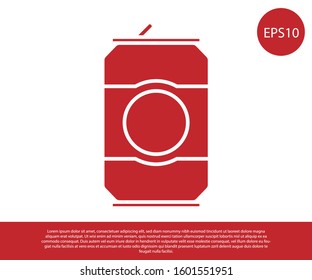 Red Beer can icon isolated on white background.  Vector Illustration