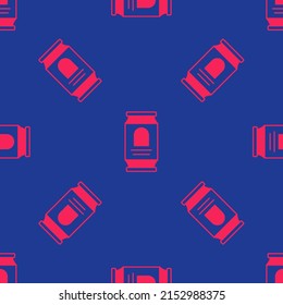 Roter Bier kann ein Symbol für nahtloses Muster auf blauem Hintergrund darstellen.  Vektorgrafik