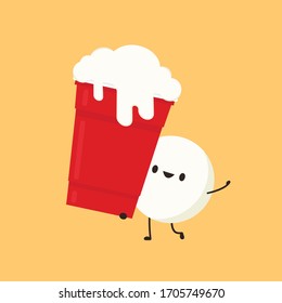Red beer cup and ball character. design. wallpaper. ball character.