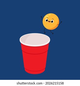 Red beer cup and ball character. design. wallpaper. ball character.