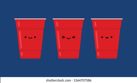 Red Beer Cup Character. Cup Vector.  