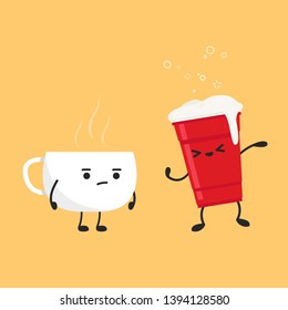 red beer cup and coffee cup character design. wallpaper.