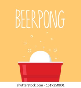 Red beer cup. Beer cup vector. free space for text. wallpaper. copy space. ping pong ball vector.