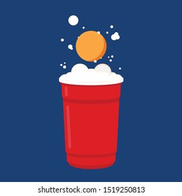 Red beer cup. Beer cup vector. free space for text. wallpaper. copy space. ping pong ball vector.