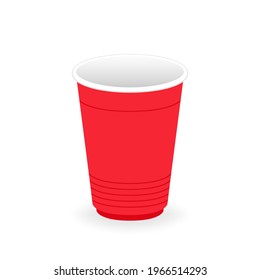 Red beer cup vector. Red plastic cup isolated on white background.
