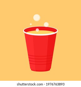 Red beer cup vector. Red plastic cup isolated on white background.