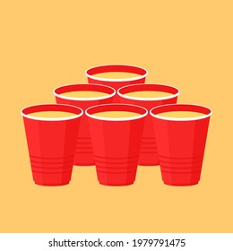 Red beer cup vector. Red plastic cup isolated on white background.