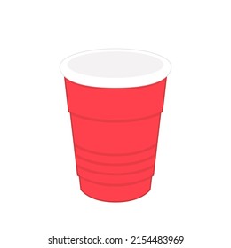 Red Beer Cup Vector. Red Plastic Cup Isolated On White Background.