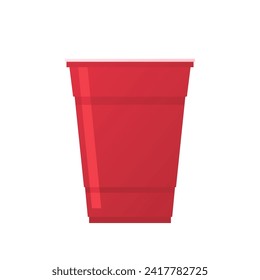 Red beer cup vector. Red plastic cup isolated on white background.