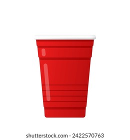 Vector de taza de cerveza roja. Tasa de plástico roja aislada sobre fondo blanco.