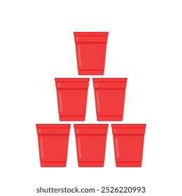 Red beer cup vector. Red plastic cup isolated on white background.