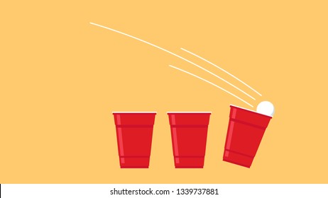 Red beer cup vector. Beer pong poster design. wallpaper. free space for text. copy space.