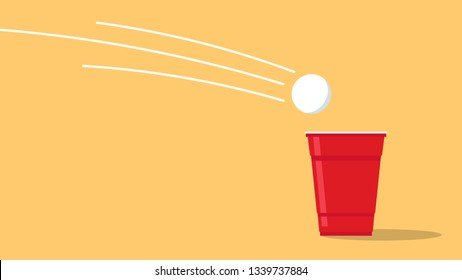 Red beer cup vector. Beer pong poster design. wallpaper. free space for text. copy space.