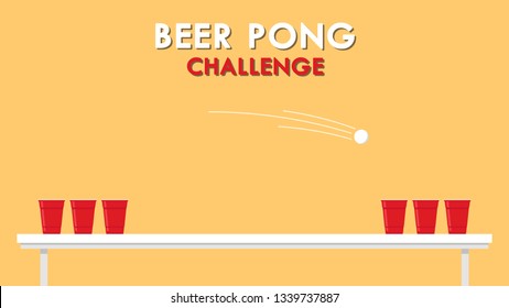 Red beer cup vector. Beer pong poster design. wallpaper. free space for text. copy space.