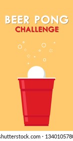 Red beer cup vector. Beer pong poster design. wallpaper. free space for text. copy space.