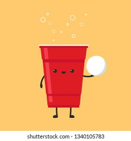 Red beer cup vector. Beer pong poster design. wallpaper. free space for text. copy space. character design. red beer mascot.