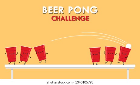 Red beer cup vector. Beer pong poster design. wallpaper. free space for text. copy space. character design. red beer mascot.