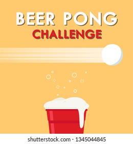 Red beer cup vector. Beer pong poster design. wallpaper. free space for text. copy space.