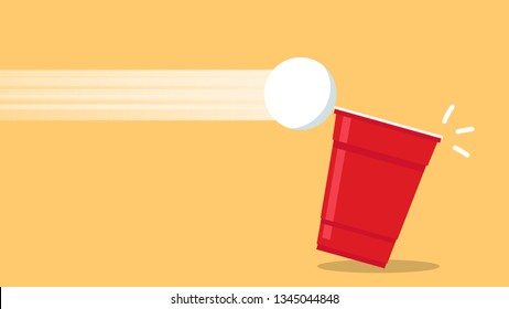 Red beer cup vector. Beer pong poster design. wallpaper. free space for text. copy space.