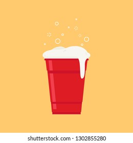Red beer cup vector. symbol . free space for text. wallpaper. copy space.