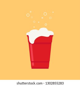 Red beer cup vector. symbol . free space for text. wallpaper. copy space.