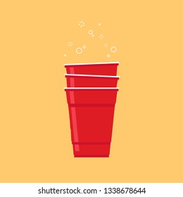 Red beer cup vector. Beer cup vector. symbol. logo design. beer cup stack.