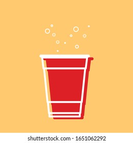 Red beer cup. Beer cup vector. symbol. free space for text. wallpaper.