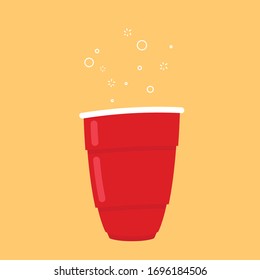 Red beer cup vector. symbol . free space for text. wallpaper. copy space.