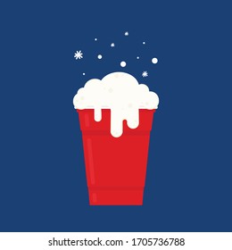Red beer cup vector. symbol . free space for text. wallpaper. copy space.